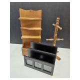 VTG Wooden Mug Tree Letter Holder +