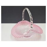VTG Fenton Cranberry Hobnail Glass Basket 10.5"