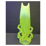 Uranium Dugan Corn Vase SEE PICS BASE BROKE