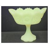 Fenton Uranium Glass Oval Pinwheel Vase 6 1/4" w