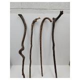 4 Handmade Walking Sticks 35" to 37"