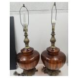 2 VTG Amber Table Lamps 39" High