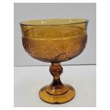 Tiara Amber Glass Compote 7.5 " Clip on base