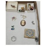 Costume Jewlery, Compact, Cameo, Pendant, Earrings
