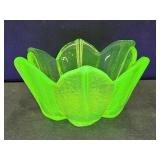 Uranium Glass Votive Candle Holder  4 3/4 W