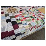 Vintage Flannel Back Quilt 42 x 60", Fire King +