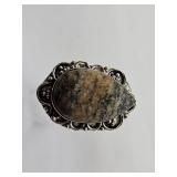 Sterling Silver & Agate Ring Sz 7.5