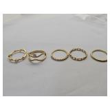 Set of 5 Gold Tone Rings Sz 9 to 9.5