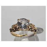 Gold Tone Ring White Stone Sz 6