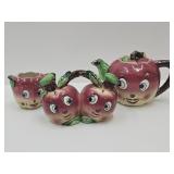Vintage Japan Apple Tea Pot, Cruet & Creamer