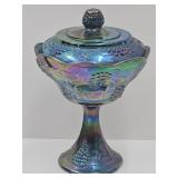 Indiana Carnival Glass Compote w Lid 10" h