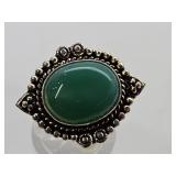 925 Silver Jade Ring Sz 10.5