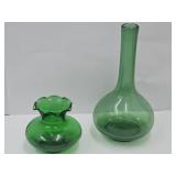 Vintage Glass Bottle Vase   8 3/4" h & Vase