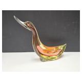 Sweet Art Glass Duck  9.5" high Sliver off Base