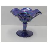 Indiana Cobalt Glass Compote  4 3/4" high