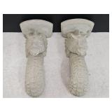 2  Concete Wall Decor Dragons 11" high