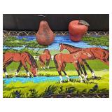 Nice Wall Horse Tapestry 38"X58", Lg Fruits 8" &10