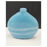 Art Glass Bottle Vase BLue 8"H