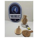 15" Metal Timberwolves Sign & 6 Steelers Coasters