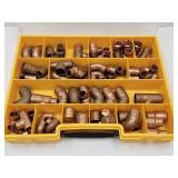 Large lot copper Assorted Sweat fittings in case