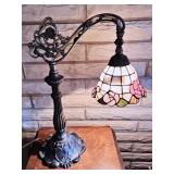 Stained Glass Table Lamp With Bridge Arm  22' h
