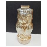 Peach Luster Glass Owl Bank Be Wise   7' high