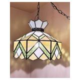 Green & Slag Glass Swag Lamp15' wide