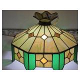 Stained Glass Green & Slag Glass  18.5' w Light