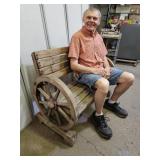 Wooden Wagon Wheel Style  Bench  42' Long
