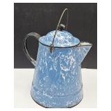 Primitive Blue Swirl Granite Ware Coffee Pot