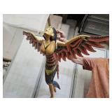 VTG Balinese Wood Flying Angel Hand Carved 28 x35'