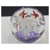 Large Glass  Butterfly Paperweight  Unmarked