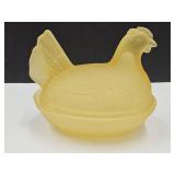 Vintage Frosted Hen on a Nest  4.5' Long