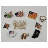Political Flags & Bush W Rhinestones Pin