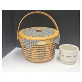Longaberger Pottery 4.5" & Basket 10" W
