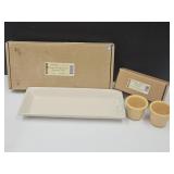Longaberger Pottery 2 Pc Votive Set & Tray 13 3/4"