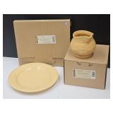 Longaberger Pottery Plate & Pitcher W Boxes