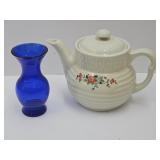 Superior Quality Tea Pot & Cobalt Glass Vase