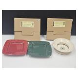 Longaberger Pottery Plate W Boxes & Candle Holder