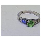 VTG 925 Sterling Ring w Uranium Stone SZ 9.5