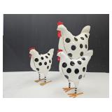3  McKenzie Childs  Metal Roosters 10 to 19.5" h
