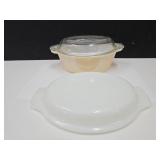 Peach Luster Fire King Dish w Extra Lid