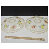 2 Vintage Hand Painted  Ceiling Light Globes 14"