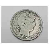 1910 S Silver Barber Half Dollar Coin