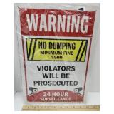WARNING NO DUMPING Metal Sign 10x14"