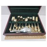 Stainless Steel Gold Tone Flat Ware with Box