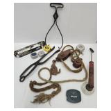 Barn Pully, Ice Tongs, Black Smith Tool +