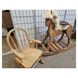 Rocking Horse 27" h To Seat & Childs Rocking Chair
