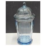 Indiana  Blue Glass Canister Jar w Lid