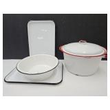 Porcelain Enamel 11" W Pan , 10"  Bowls & Trays